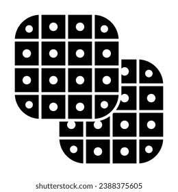Waffles con icono sólido relleno, concepto de comida callejera, signo de vectores de gofre suave relleno sobre fondo blanco, icono de estilo glifo para concepto móvil y diseño web. Gráficos vectoriales