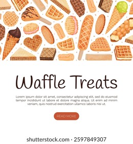 Waffles Food as Pastry Dessert Banner Design Vector Template
