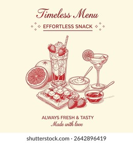 Waffles hand sketch. Delicious waffle t shirt design. Food slogan design. Hand drawn lettering design. Fresh and tasty food t-shirt design. Vintage food artwork. 
