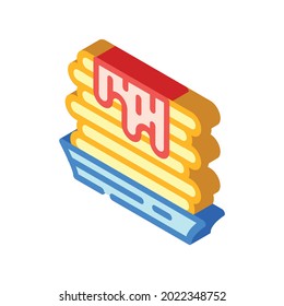 waffles with jam dessert isometric icon vector. waffles with jam dessert sign. isolated symbol illustration