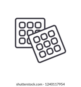 Waffles line icon concept. Waffles vector linear illustration, symbol, sign