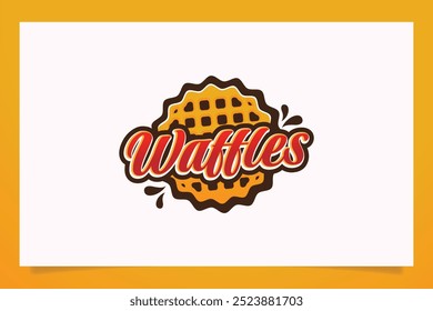 waffles logo with a combination of a waffle and lettering . It is good for cafe, restaurant, food truck, etc.