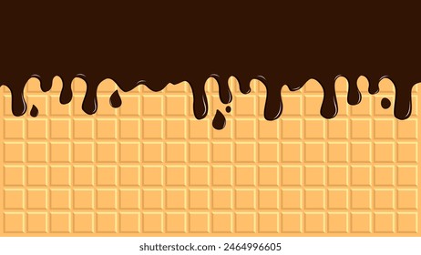 Waffles with Melted Chocolate Seamless Texture Vector Background 4K