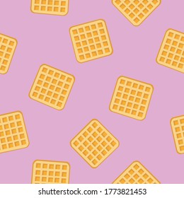 Waffles Pink Seamless Pattern Background or Wallpaper