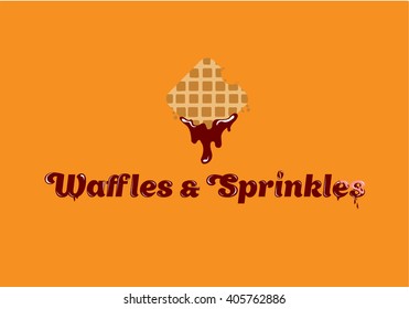 Waffles and Sprinkles logo. Tasty Belgian Waffle logo design. Vector illustration