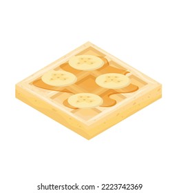 Waffles with sweet bananas. Vector illustration