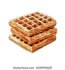 waffles vector illustration in watercolour style