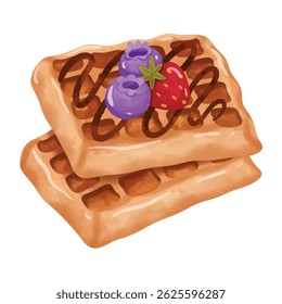 Waflle clip art, waffle vector illustration, clip art waffle, hand drawn watercolor painting style, isolated on white background