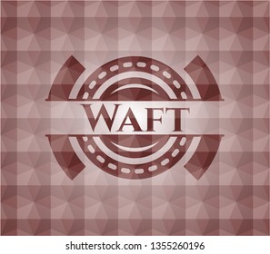 Waft red geometric pattern emblem. Seamless.