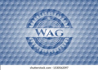 Wag blue polygonal emblem. Vector Illustration. Detailed.