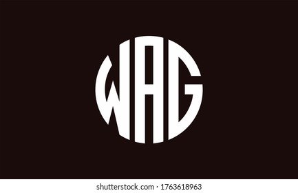 WAG Circle Emblem Abstract Monogram Letter Mark Vector Logo Template