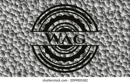 Wag realistic dark emblem with bubbles background. Vector Illustration. Detailed. 
