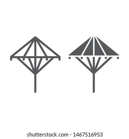 Wagasa line and glyph icon, asian and accessories, japanese umbrella sign, vector graphics, a linear pattern on a white background, eps 10.