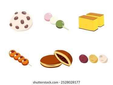 Wagashi, Japanese sweets illustration set