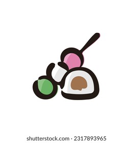 Wagashi - Japanese traditional culture icon (Hand-drawn line, colored version)