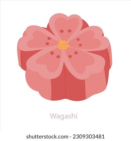 Wagashi mochi. Japan traditional pastry wagashi flower.