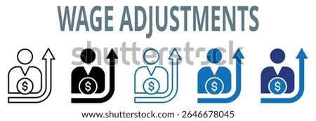 wage adjustments, icon, vector, illustration, inflation, rate, wage, adjustments, salary, changes, income