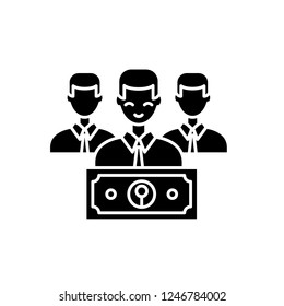 Wage black icon, vector sign on isolated background. Wage concept symbol, illustration 