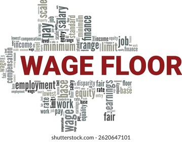 Wage Floor word cloud conceptual design isolated on white background.