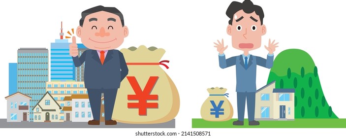 Brecha salarial entre el yen japonés urbano y el rural