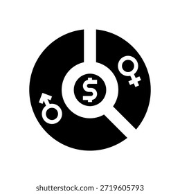 vetor de ícone de glifo de diferença salarial. sinal de diferença salarial. ilustração de símbolo isolado