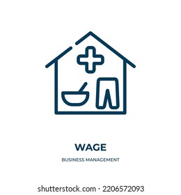 Wage icon. Linear vector illustration from business management collection. Outline wage icon vector. Thin line symbol for use on web and mobile apps, logo, print media.