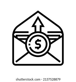vector de icono de la línea de inflación salarial. signo de inflación salarial. símbolo de contorno aislado ilustración negra
