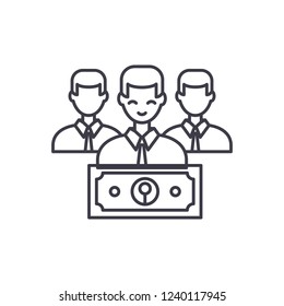 Wage line icon concept. Wage vector linear illustration, symbol, sign
