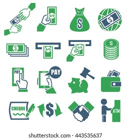 wage, money, pay icon set