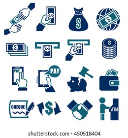 wage, money, pay icon set