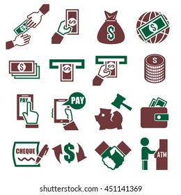 wage, money, pay icon set