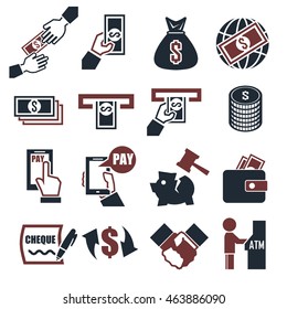 wage, money, pay icon set