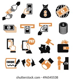 wage, money, pay icon set