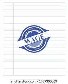 Wage pen effect. Blue ink. Vector Illustration. Detailed.