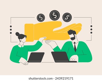 Wage subsidy for business employees abstract concept vector illustration. Small-medium sized business support, keep employees on the payroll, COVID19 crisis layoff, unemployment abstract metaphor.