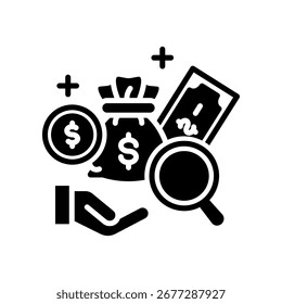 Icono de Encuesta salarial Ilustración vectorial de glifos
