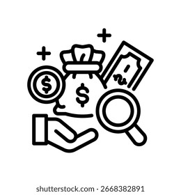 Ilustración vectorial de línea de icono de Encuesta salarial
