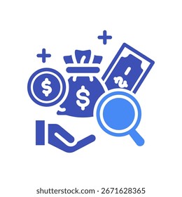 Icono de Encuesta salarial Ilustración vectorial mixta