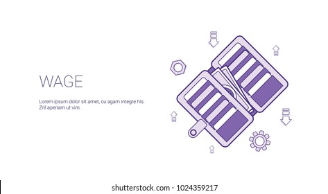 Wage Web Banner With Copy Space Business Salary Earnings Concept Vector Illustration