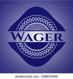 Wager badge with denim background. Vector Illustration. Detailed.