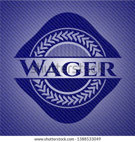 Wager badge with denim background. Vector Illustration. Detailed.