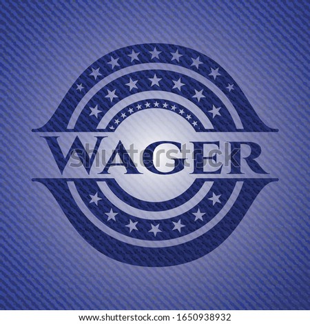 Wager badge with denim texture. Vector Illustration. Detailed.