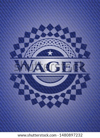 Wager badge with jean texture. Vector Illustration. Detailed.