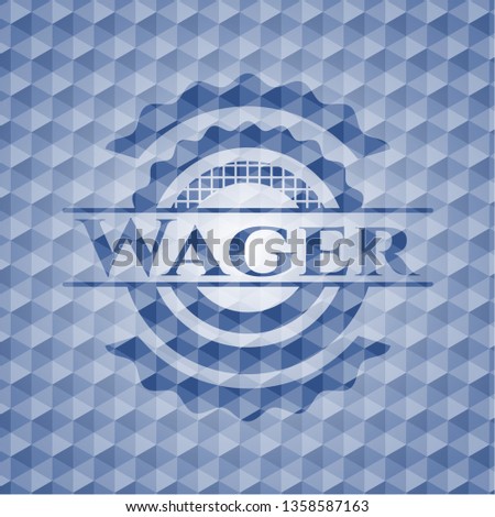 Wager blue badge with geometric background.