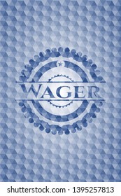 Wager blue emblem or badge with abstract geometric polygonal pattern background. Vector Illustration. Detailed.