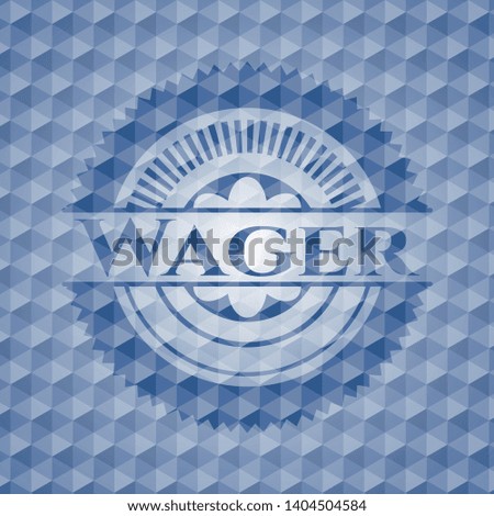 Wager blue emblem with geometric background. Vector Illustration. Detailed.