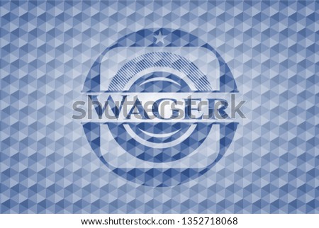 Wager blue emblem with geometric pattern background.