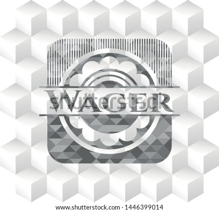 Wager grey badge with geometric cube white background