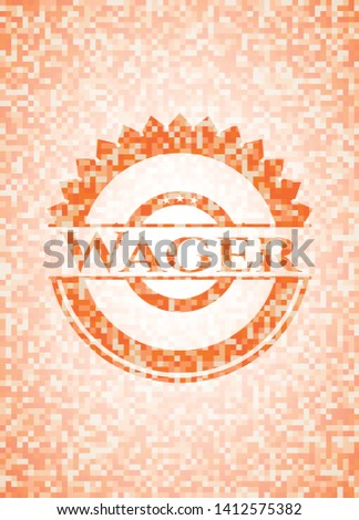 Wager orange mosaic emblem. Vector Illustration. Detailed.
