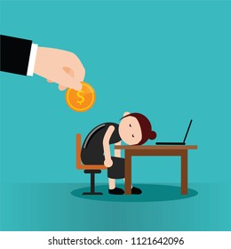 Wages to employees businesswoman exhausted